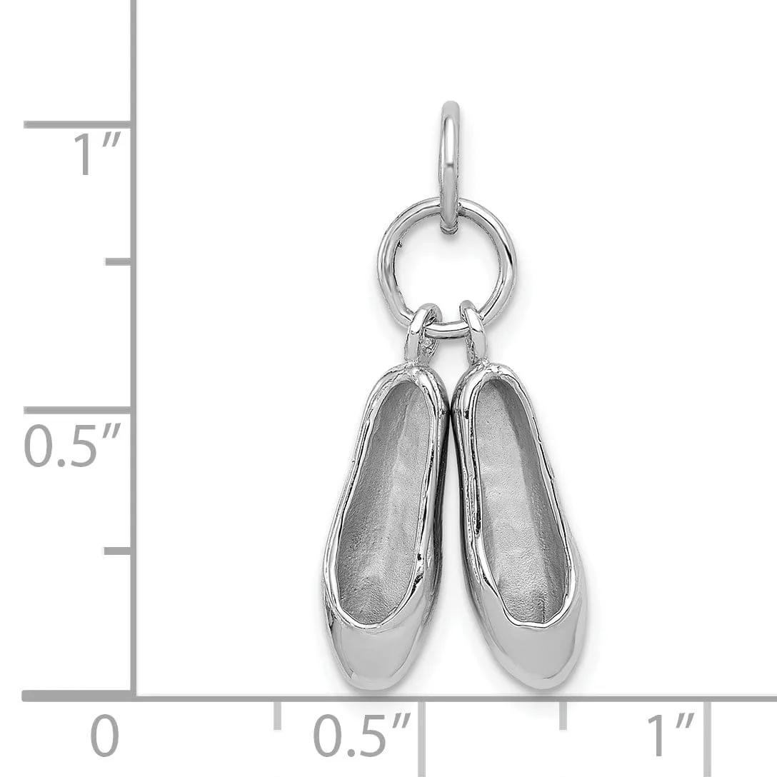 14k White Gold Moveable Ballet Slippers Pendant