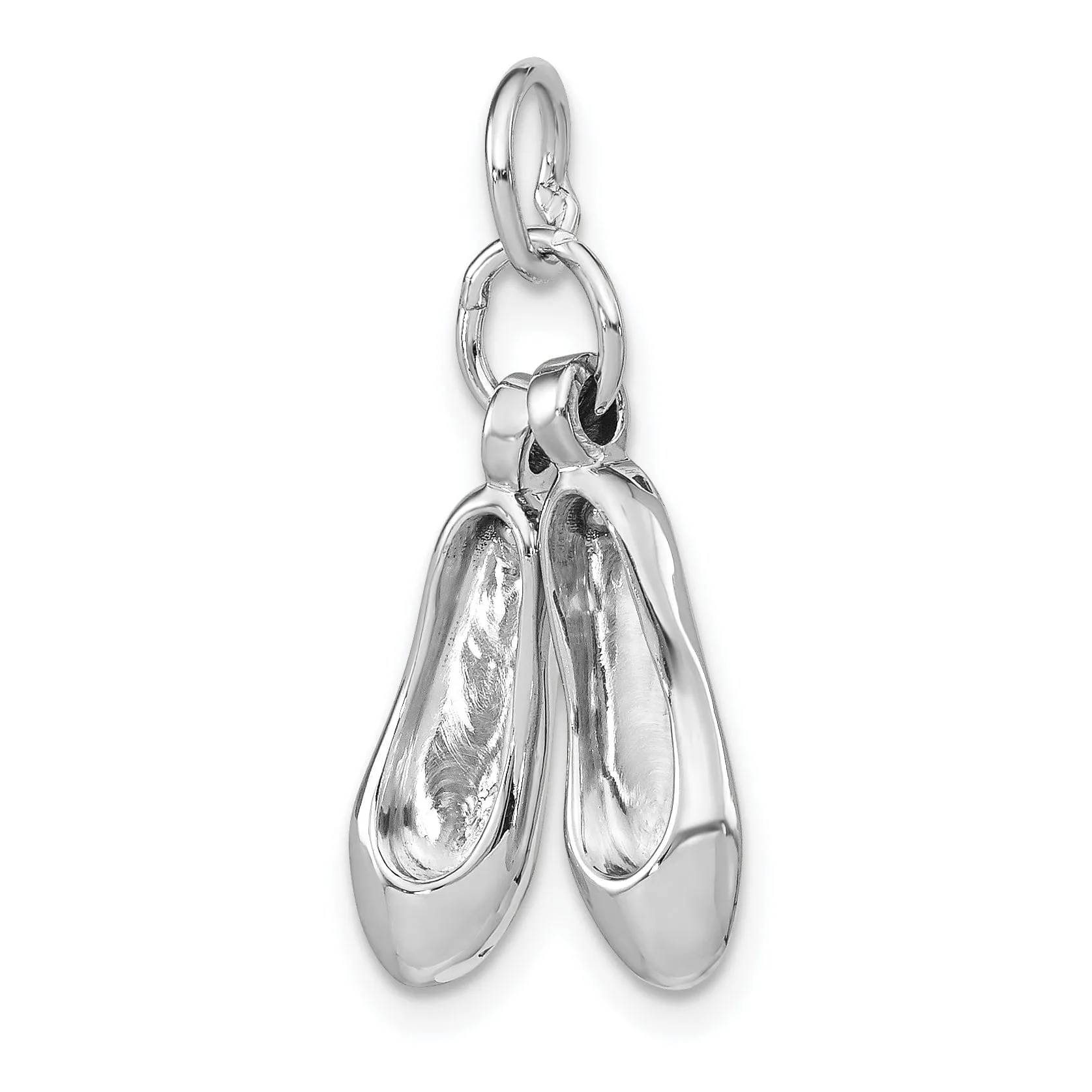 14k White Gold Moveable Ballet Slippers Pendant