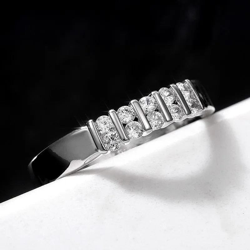 Anniversary Jewelry Luxury Round Cut CZ Anniversary Band Ring in Silver Color