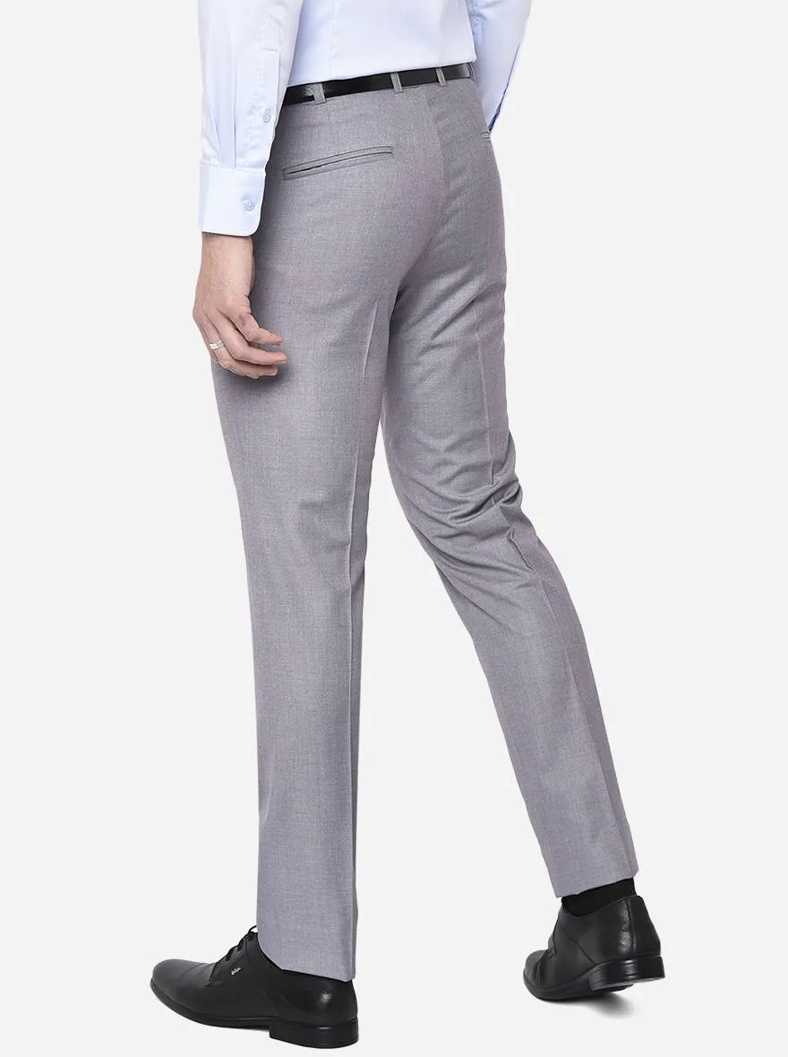 Ash Grey Solid Slim Fit Formal Trouser | Metal