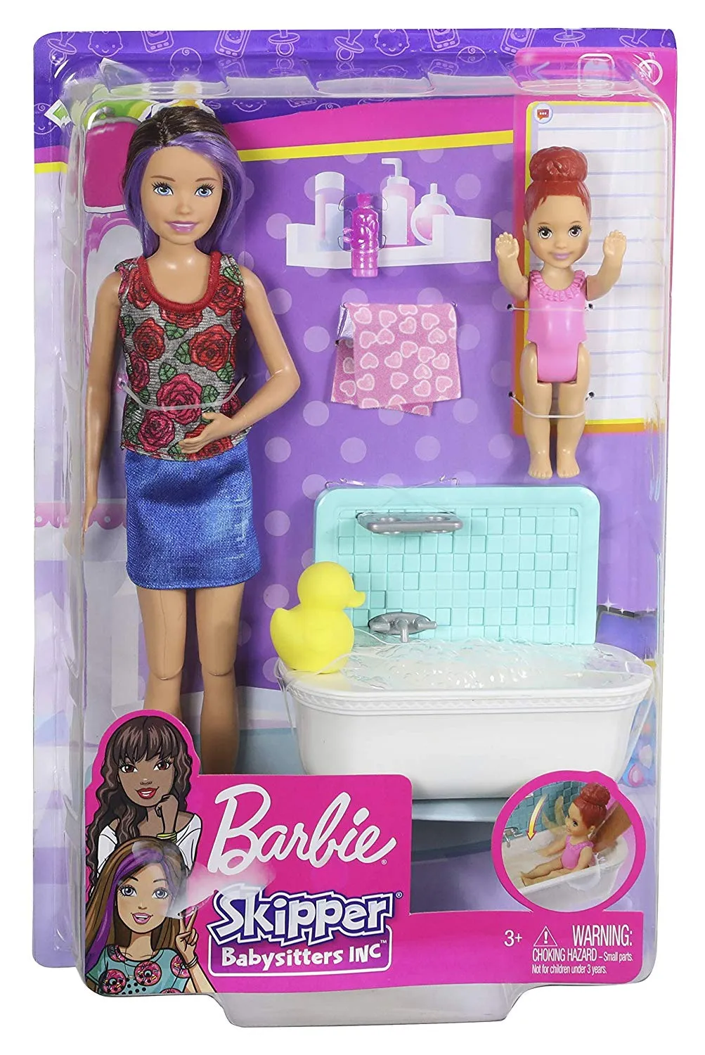 Barbie Skipper Babysitters Inc. Bathtime Playset, Brunette