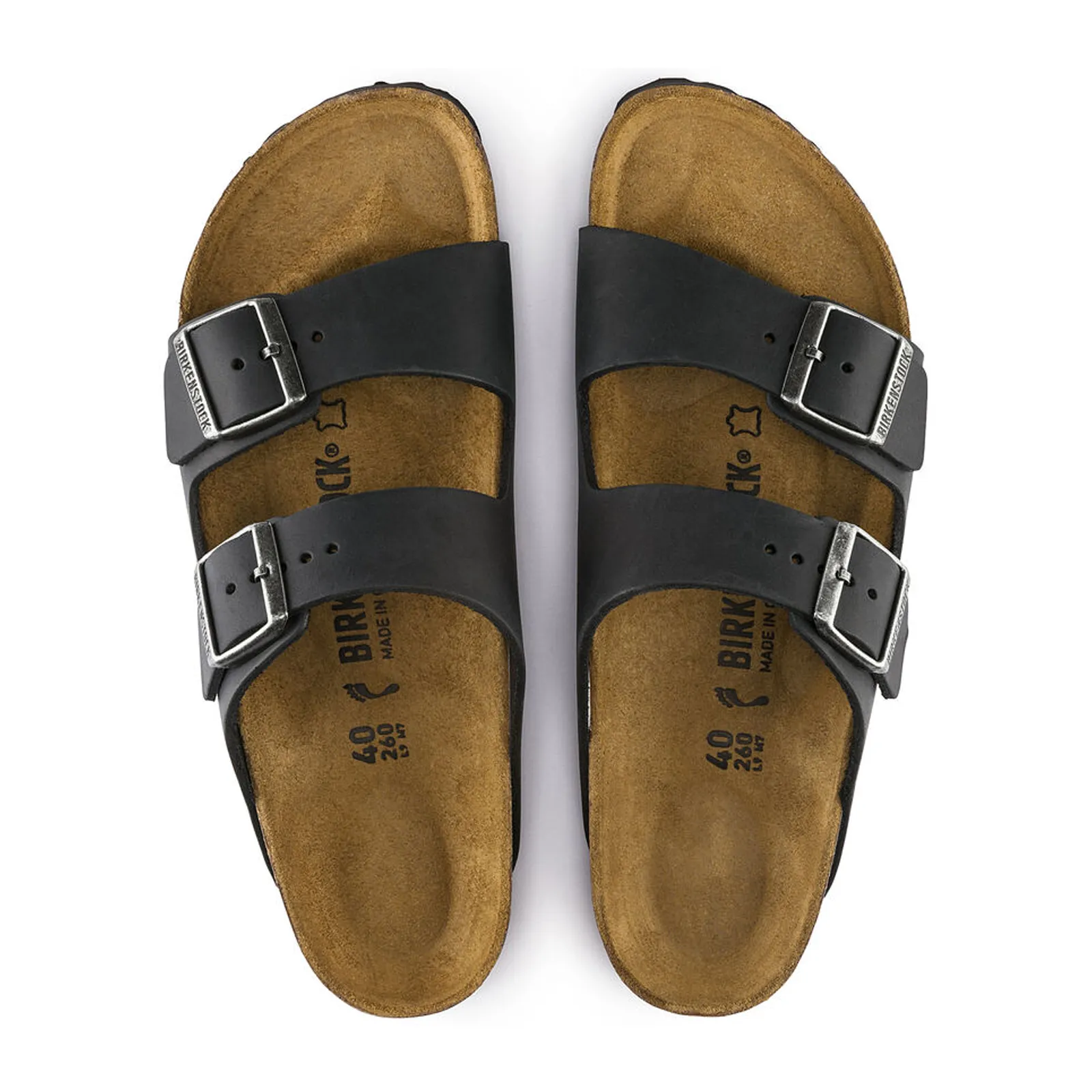 Birkenstock Arizona Slide Sandal (Unisex) - Black Oiled Leather