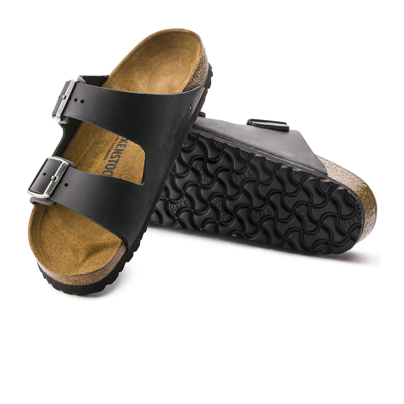 Birkenstock Arizona Slide Sandal (Unisex) - Black Oiled Leather