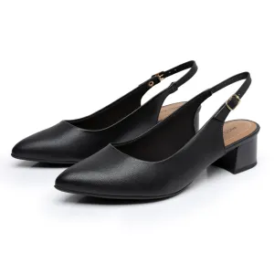 Black Nappa Sling Back Pumps for Women (739.021)