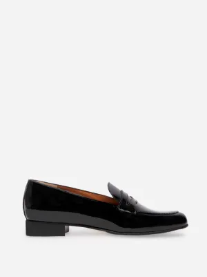 Black patent leather loafers