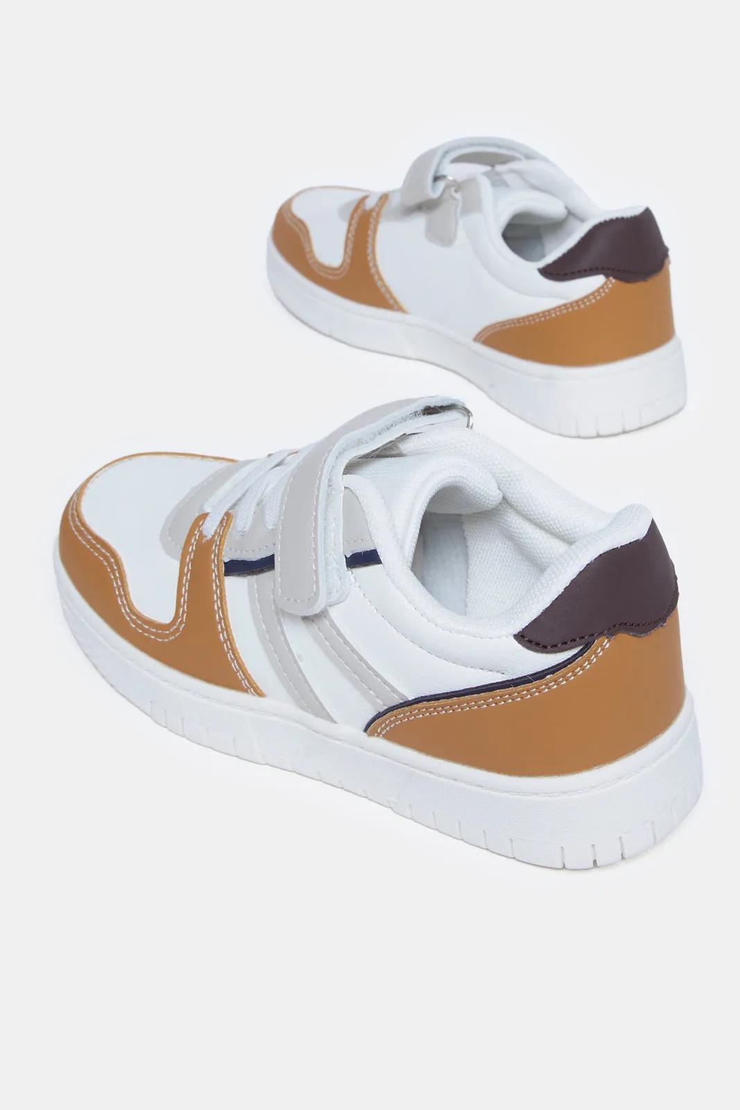 Boys Cream Colour Block Skate Shoes