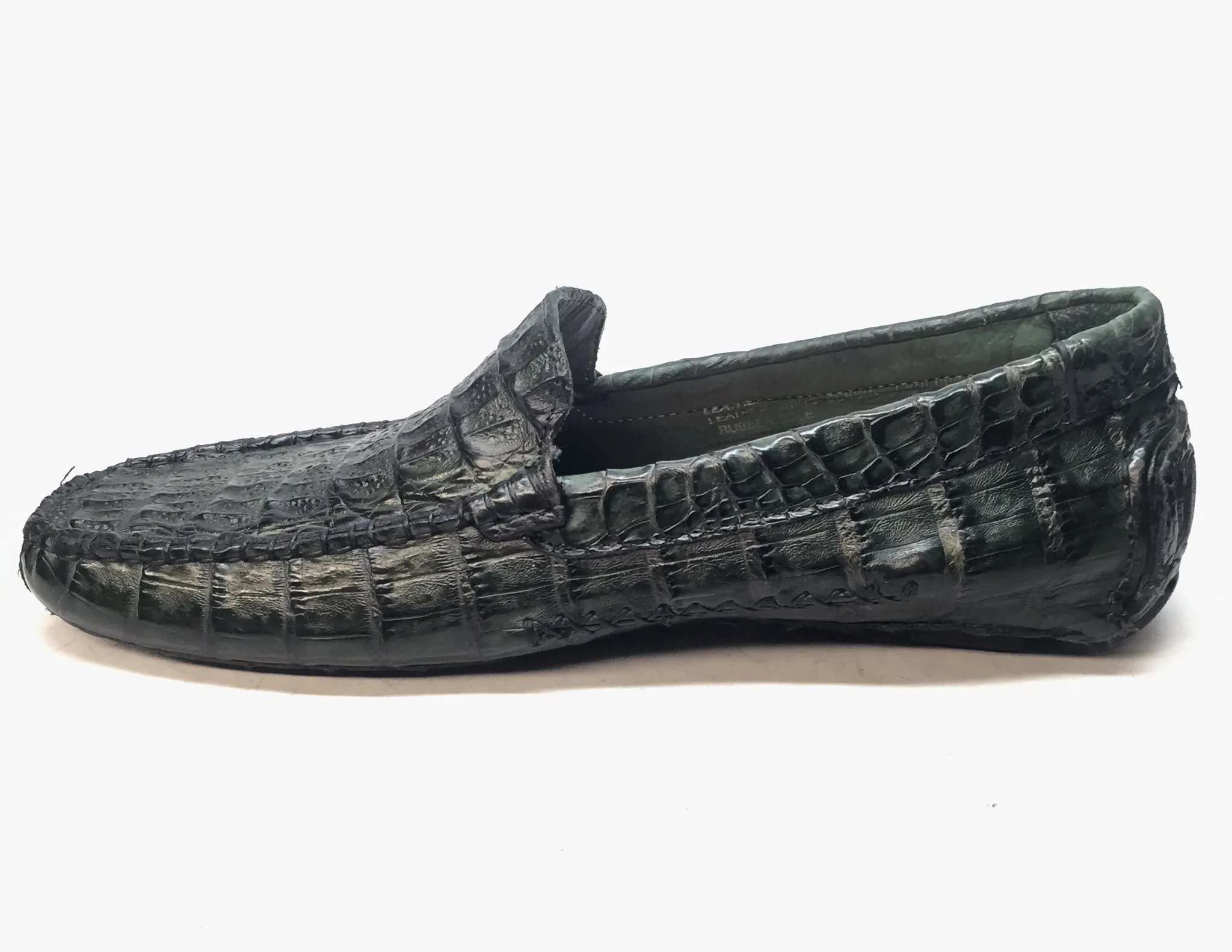 Calzoleria Toscana All-Over Green Crocodile Belly Loafers