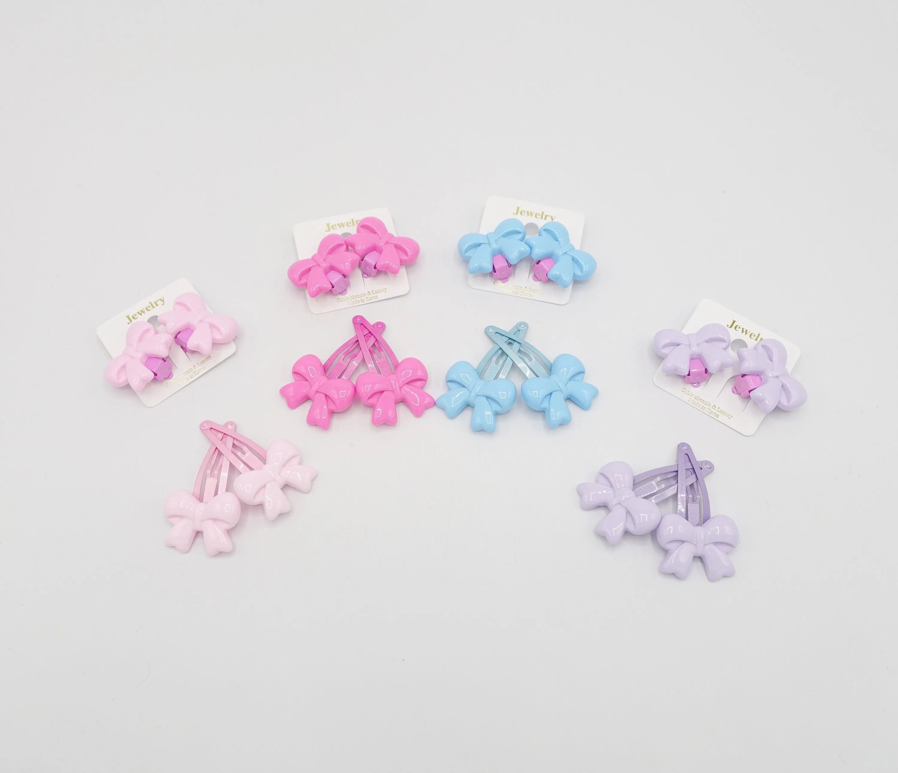 clip on earring bow hair clip set for girl