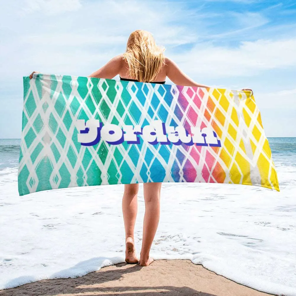 Colorful Personalized Name Beach Towel