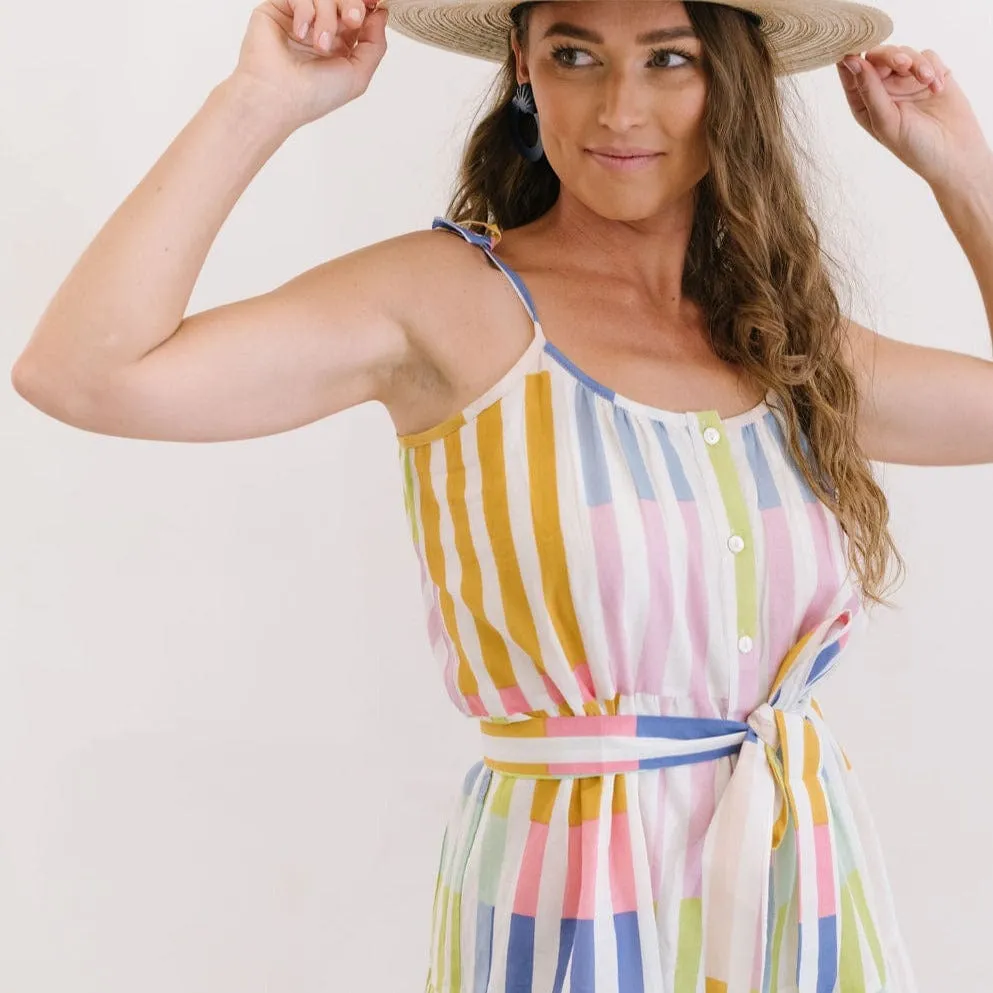 Colorful Stripe Champagne Beach Dress