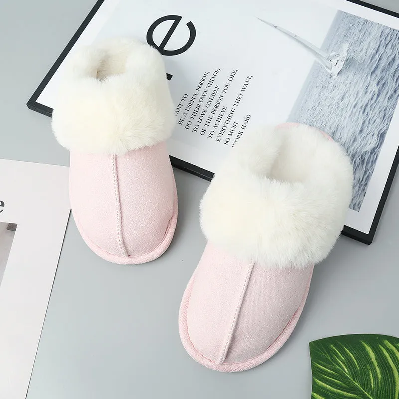 Comfy Plush Slippers Faux Suede Center Seam Slippers Loungewear House Shoes