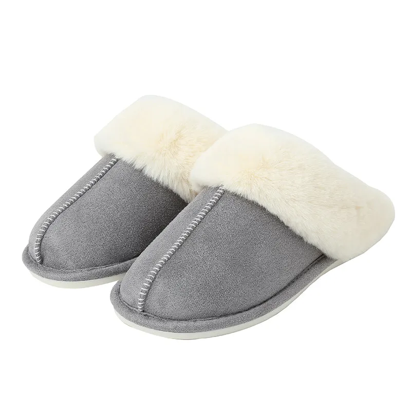 Comfy Plush Slippers Faux Suede Center Seam Slippers Loungewear House Shoes