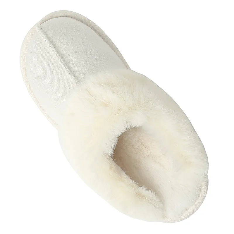 Comfy Plush Slippers Faux Suede Center Seam Slippers Loungewear House Shoes