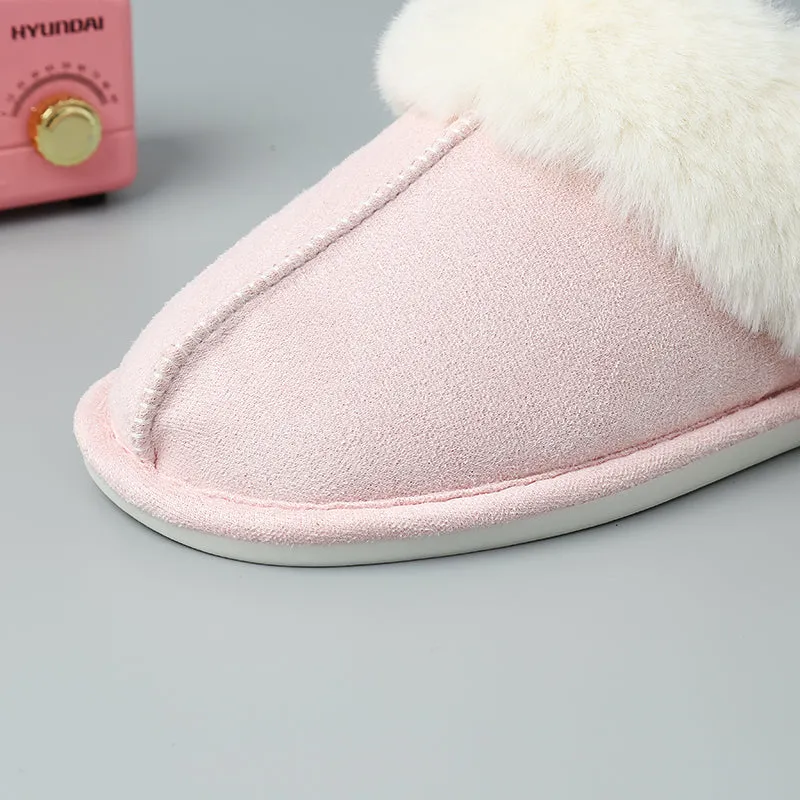 Comfy Plush Slippers Faux Suede Center Seam Slippers Loungewear House Shoes