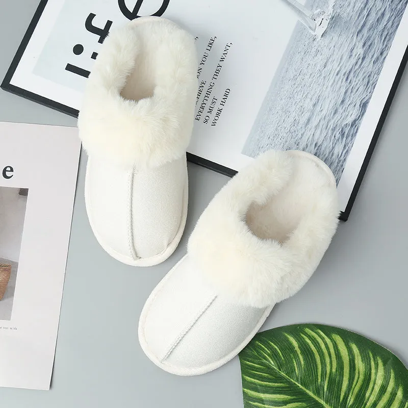 Comfy Plush Slippers Faux Suede Center Seam Slippers Loungewear House Shoes