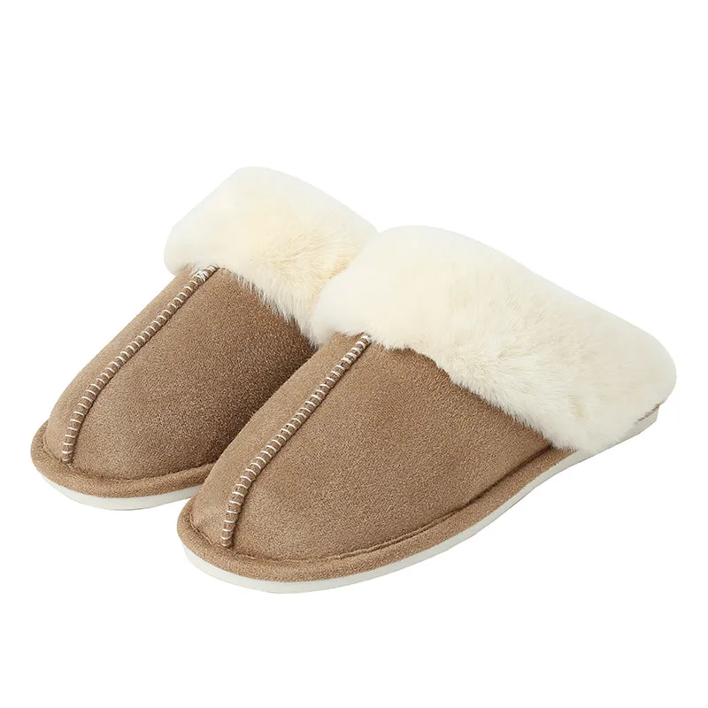 Comfy Plush Slippers Faux Suede Center Seam Slippers Loungewear House Shoes