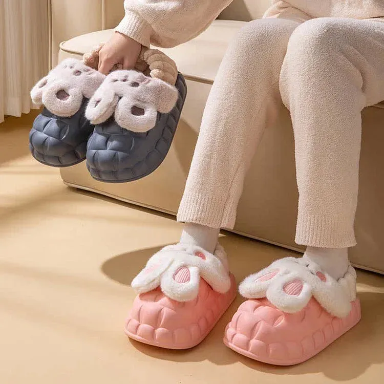 Cute Cartoon Bunny Detachable Plush Slippers