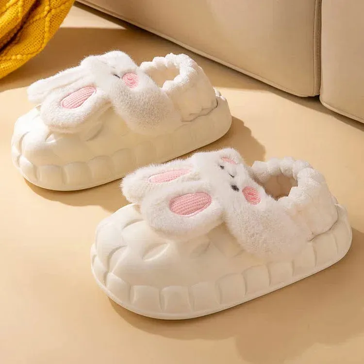 Cute Cartoon Bunny Detachable Plush Slippers