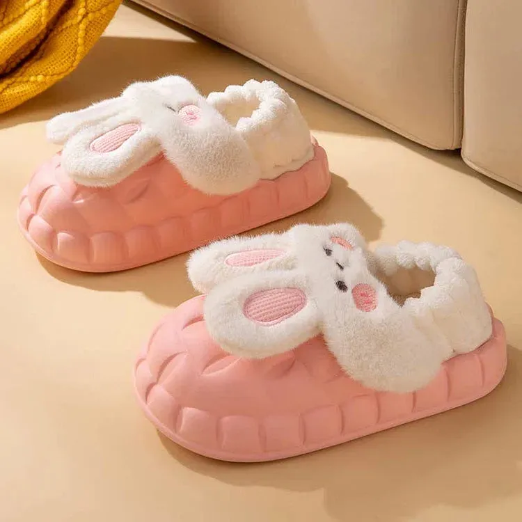 Cute Cartoon Bunny Detachable Plush Slippers