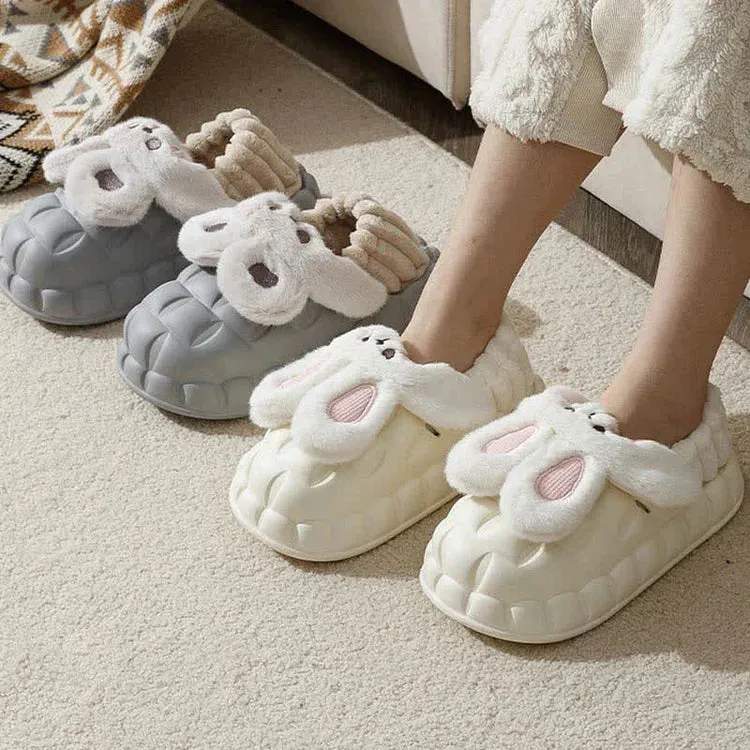 Cute Cartoon Bunny Detachable Plush Slippers