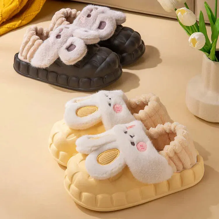 Cute Cartoon Bunny Detachable Plush Slippers