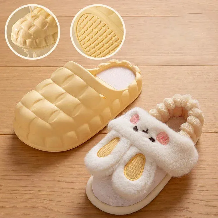 Cute Cartoon Bunny Detachable Plush Slippers