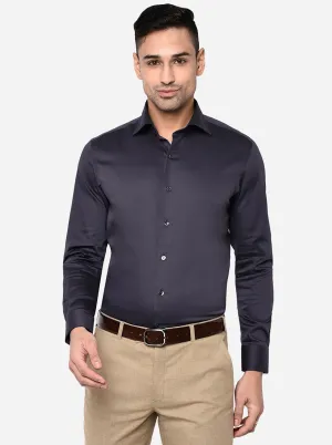 Dark Grey Solid Slim Fit Party Wear Shirt | Wyre