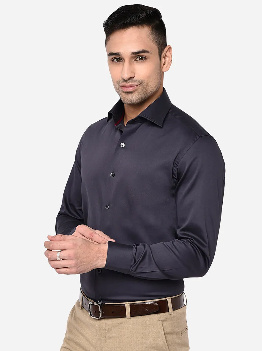 Dark Grey Solid Slim Fit Party Wear Shirt | Wyre