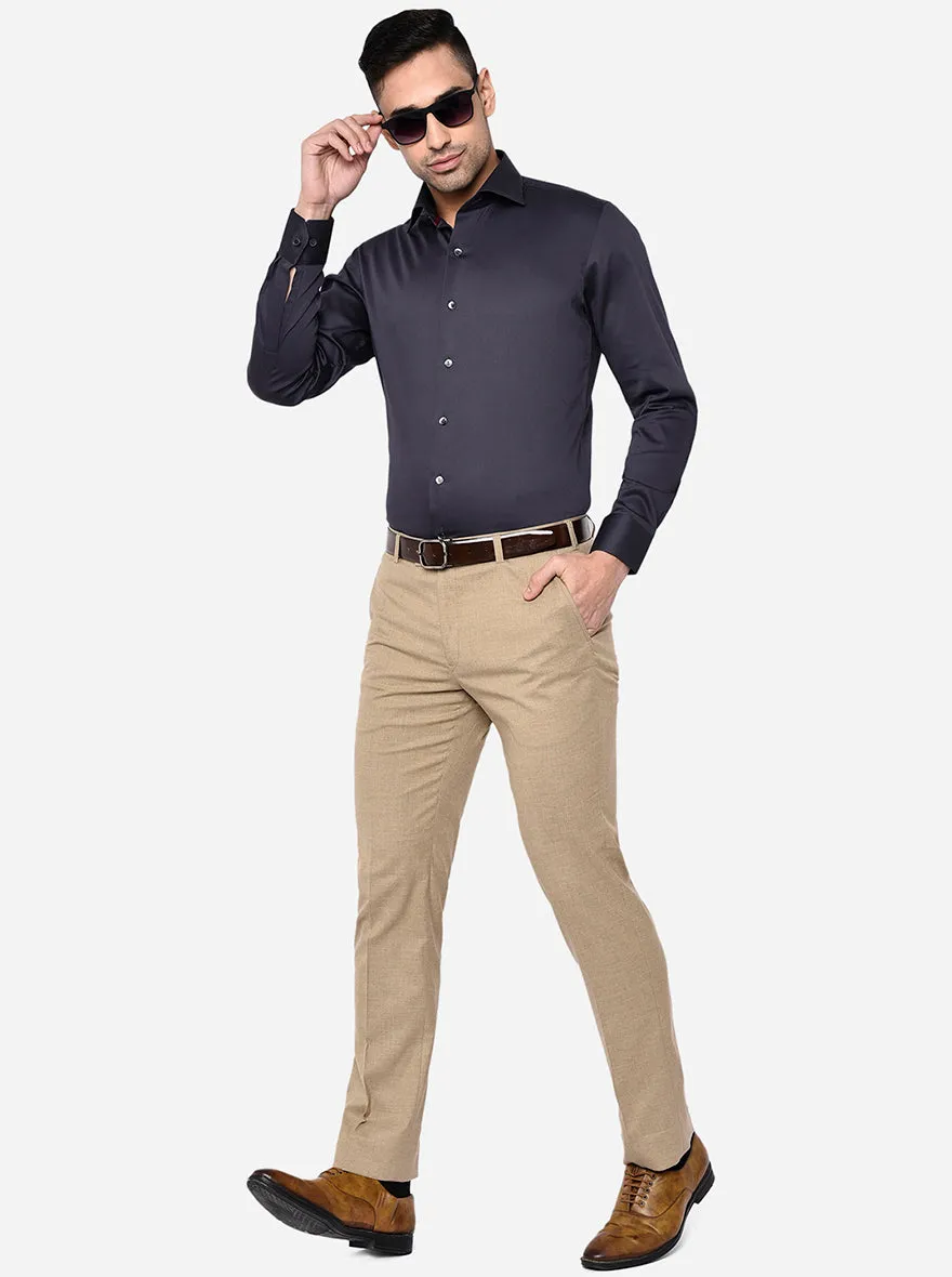 Dark Grey Solid Slim Fit Party Wear Shirt | Wyre