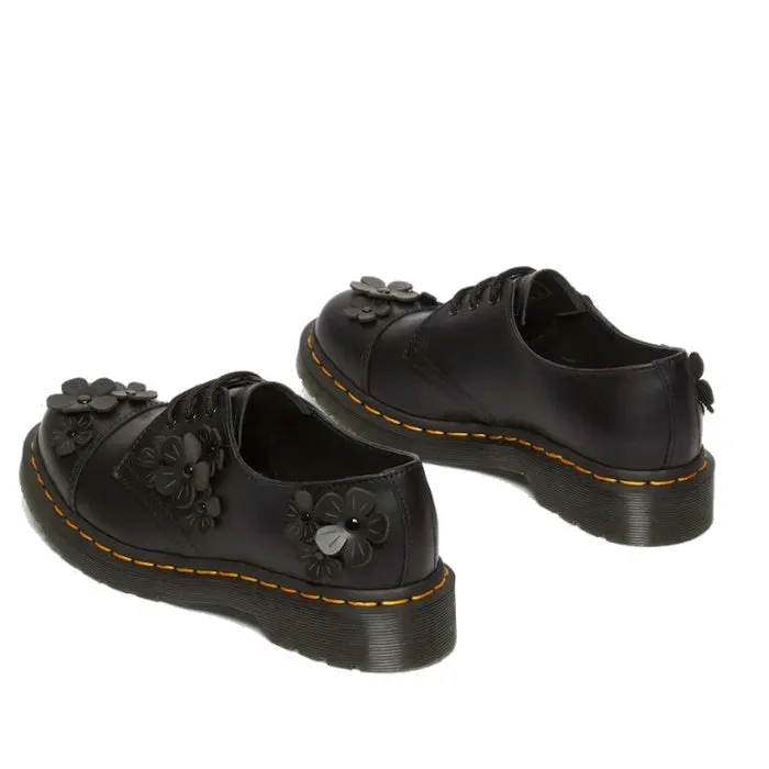 Dr Martens 1461 Flower 3 Eye Oxford Shoe Black Smooth Leather