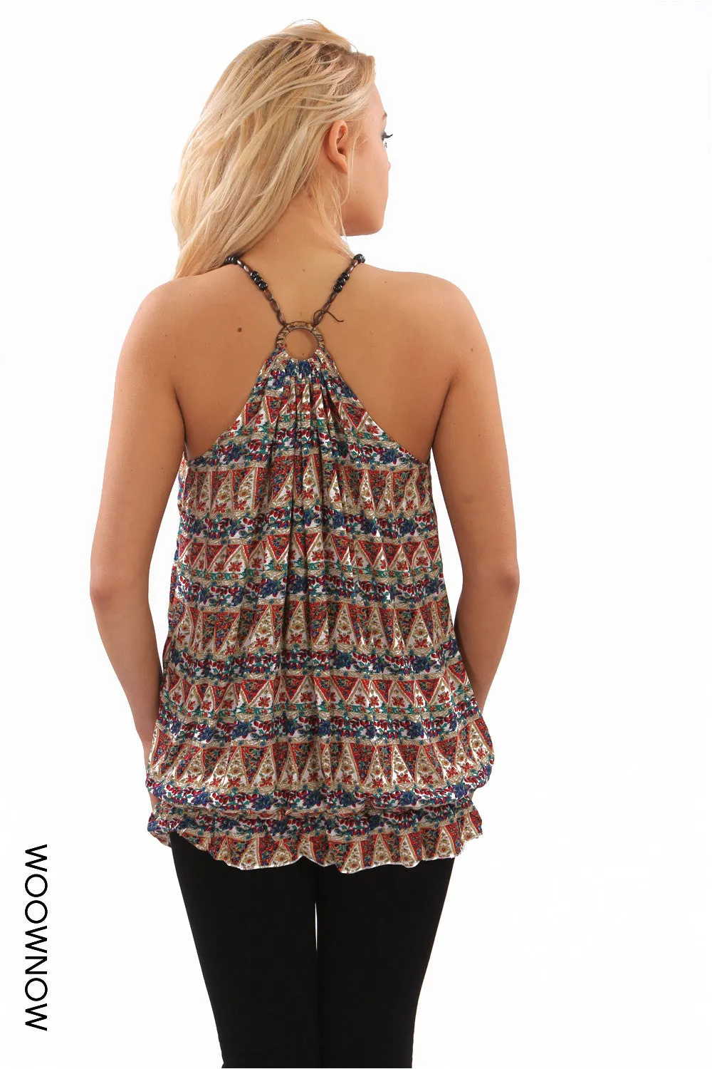 Ethnic Print Racer Back Top