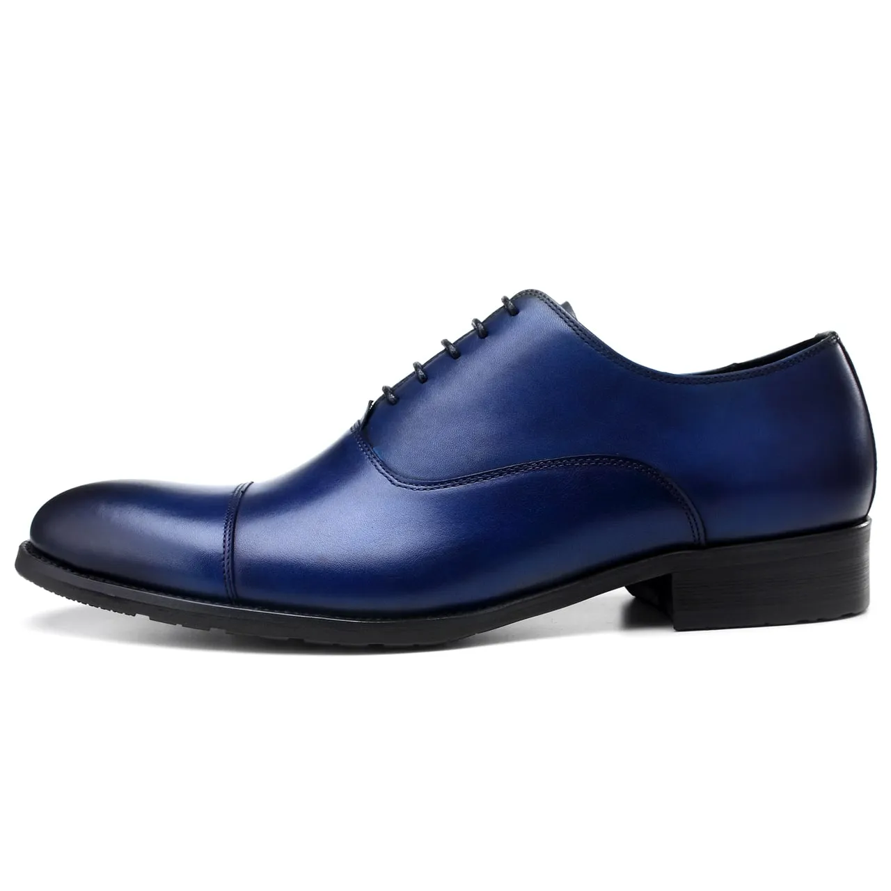 Formal Navy Blue Leather Oxford Shoes