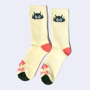 Giant Robot - Big Boss Robot Socks - Cream w/ Green & Salmon