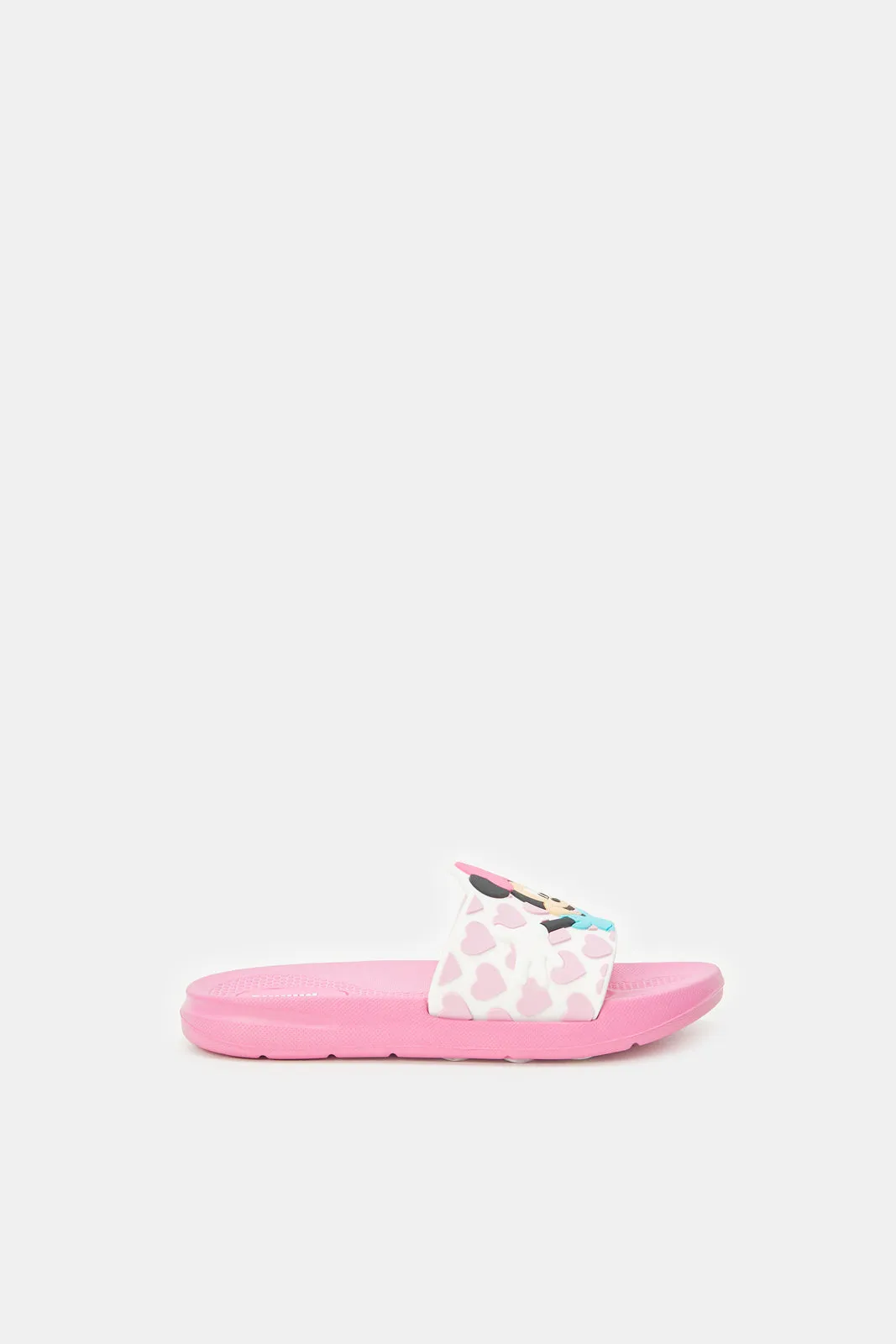 Girls Pink Embossed With Minnie Mouse Slide