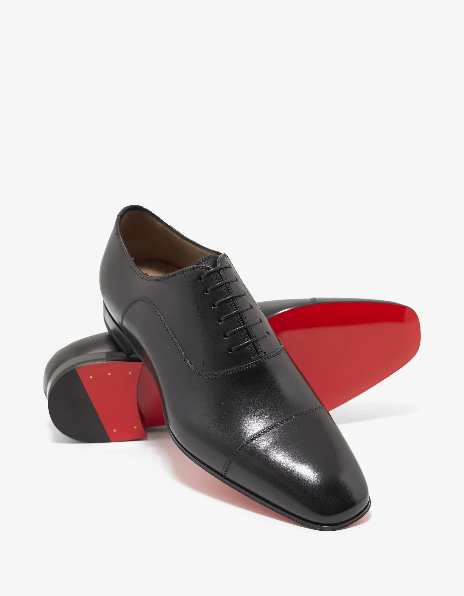 Greggo Flat Black Leather Oxford Shoes