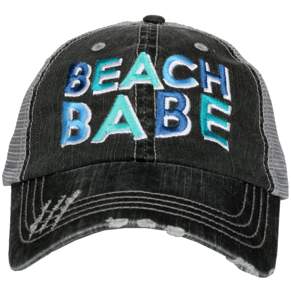 Hola beaches hats! | Womens embroidered trucker cap | Personalize | Beach hats | Cute palm trees, sunshine, waves and seashell | Girls weekend accessories.