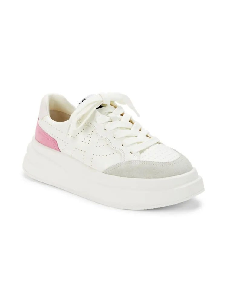 Improv Ash Color Block Leather Suede Platform Sneaker in White Rose