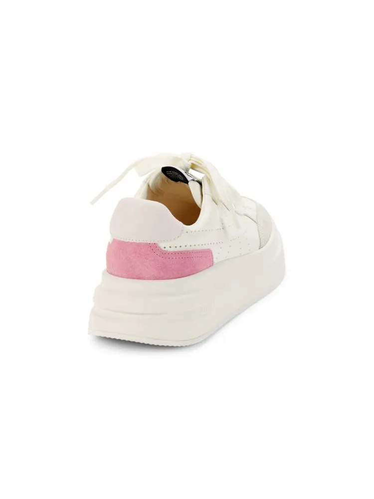 Improv Ash Color Block Leather Suede Platform Sneaker in White Rose