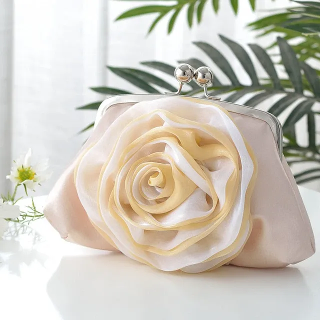 Ladies Flower Clutch Bag -  Elegant Evening Bag - Small Bridal Clutch Purse