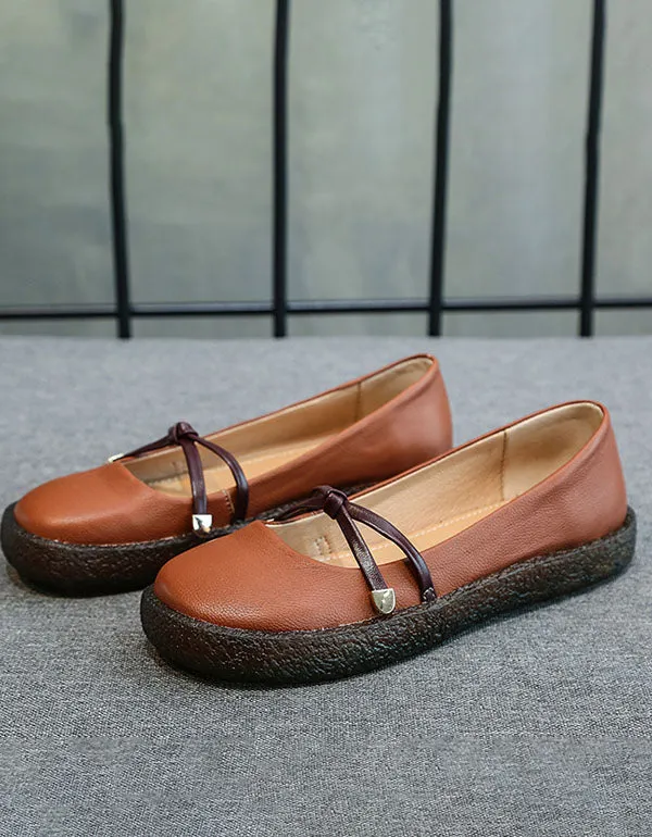 Leather Nurse Shoes Soft Bottom Casual Flats