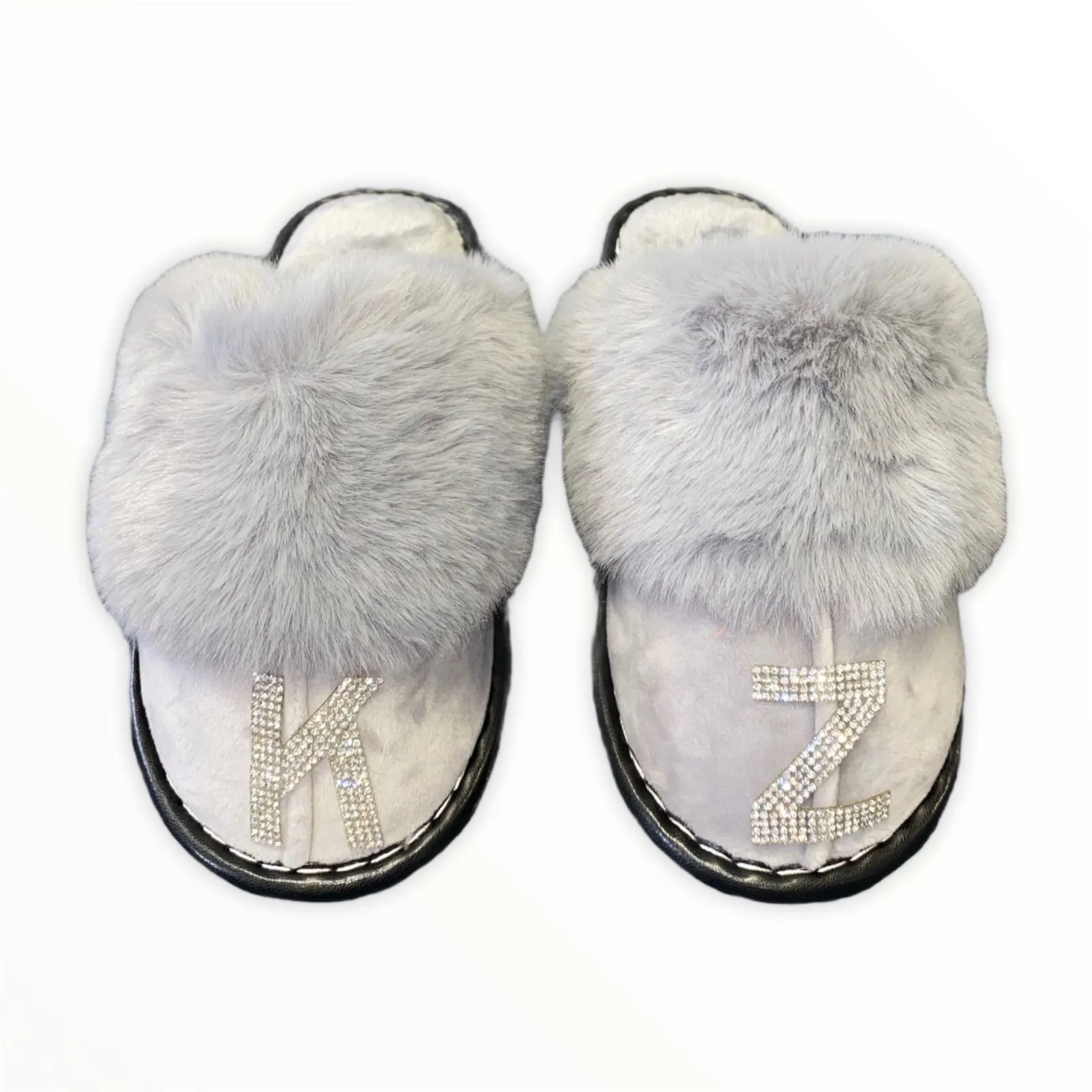 Limited Edition Crystal Collection Grey Personalized Slip-on Slippers