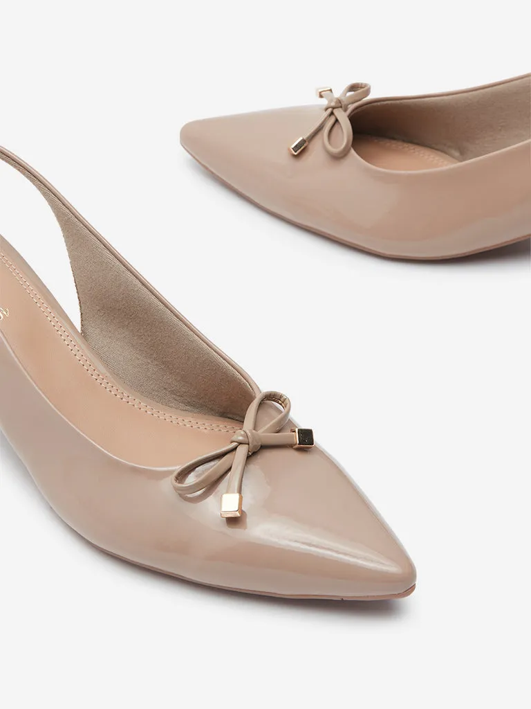 LUNA BLU Taupe Bow Detail Slingback Mules