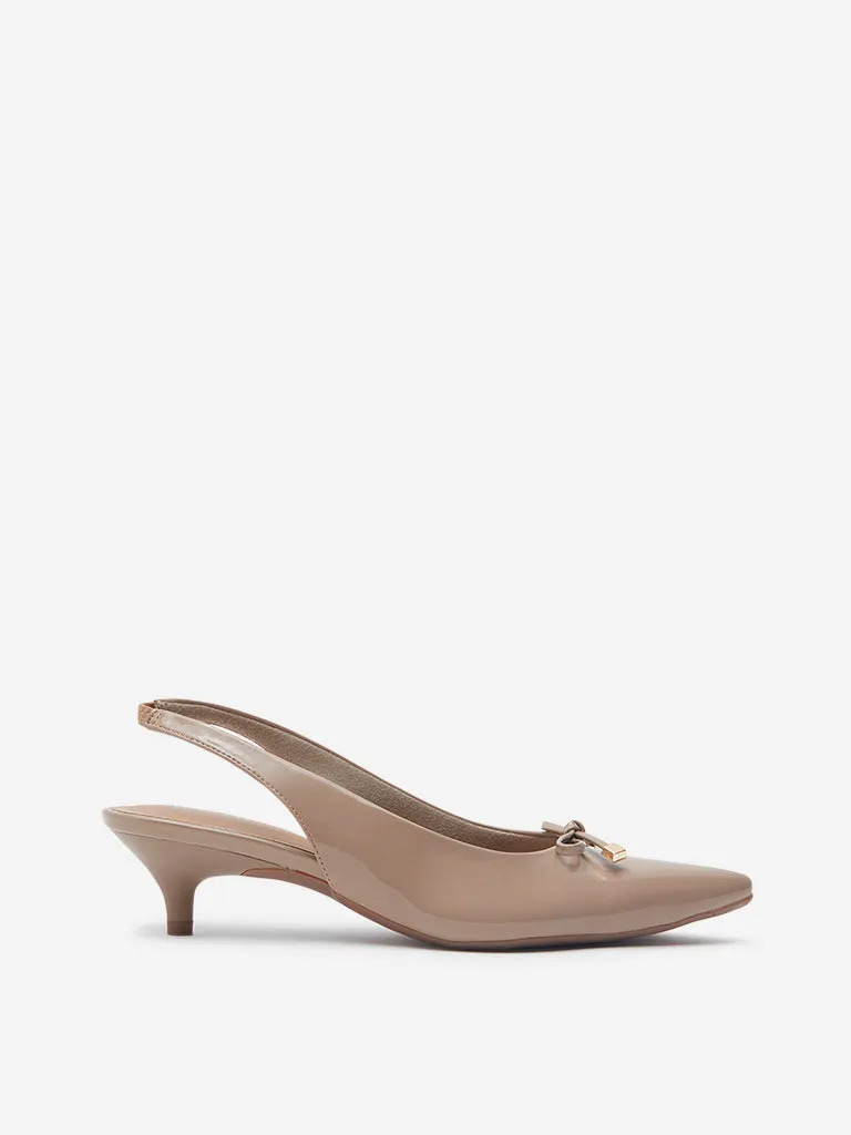 LUNA BLU Taupe Bow Detail Slingback Mules