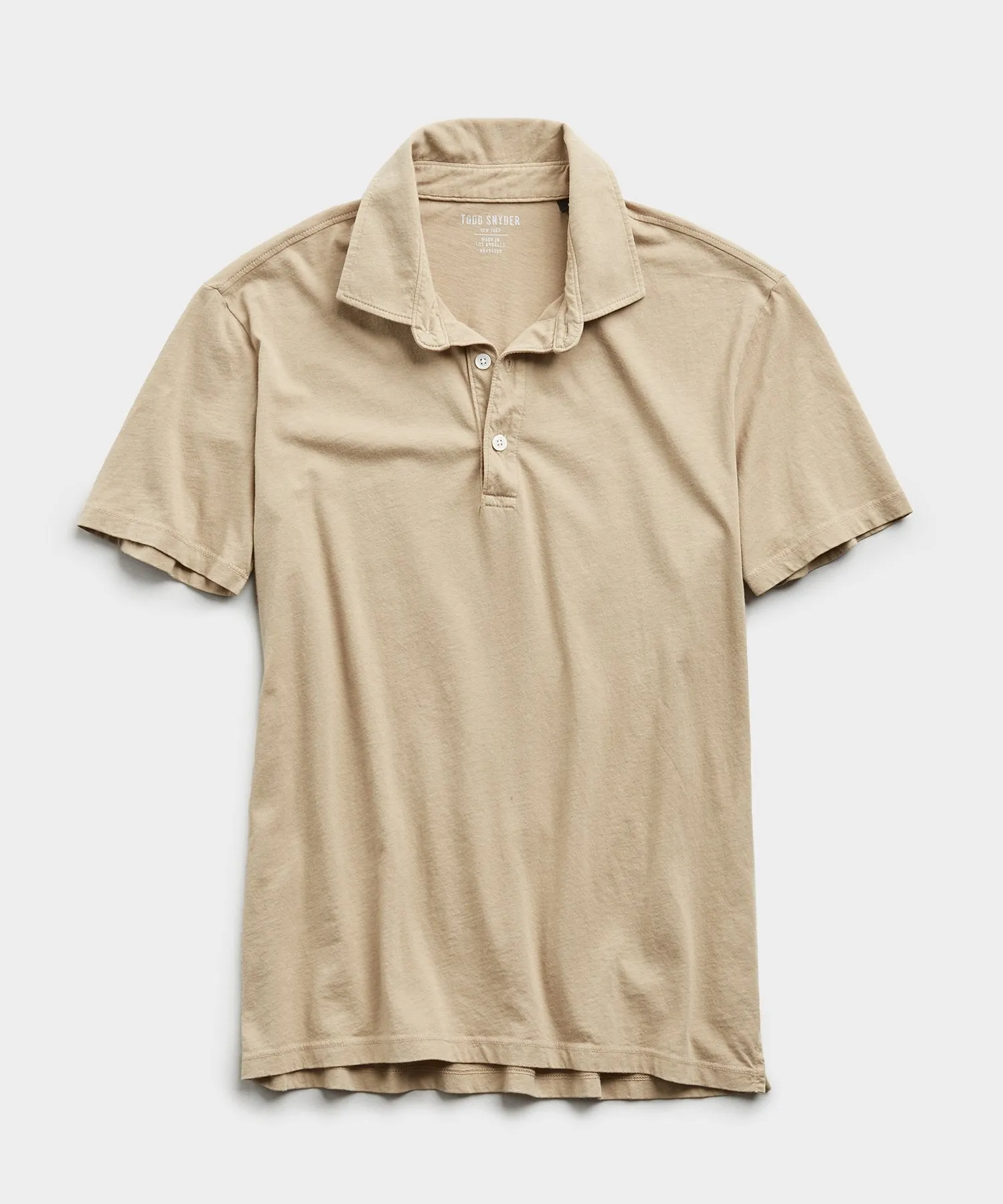 Made in L.A. Short Sleeve Jersey Polo in Toasted Almond