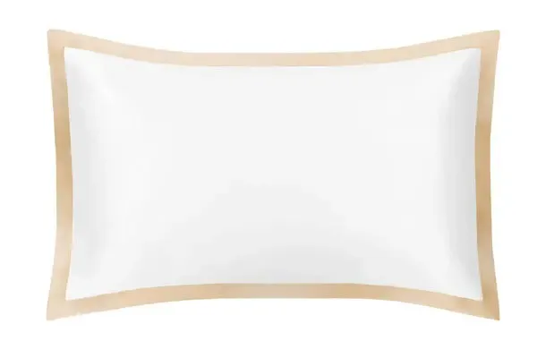 Mayfairsilk Brilliant White and Champagne Oxford Pure Silk Pillowcase