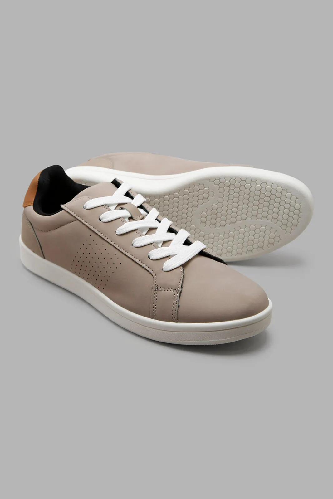 Men Beige Lace Up Sneaker