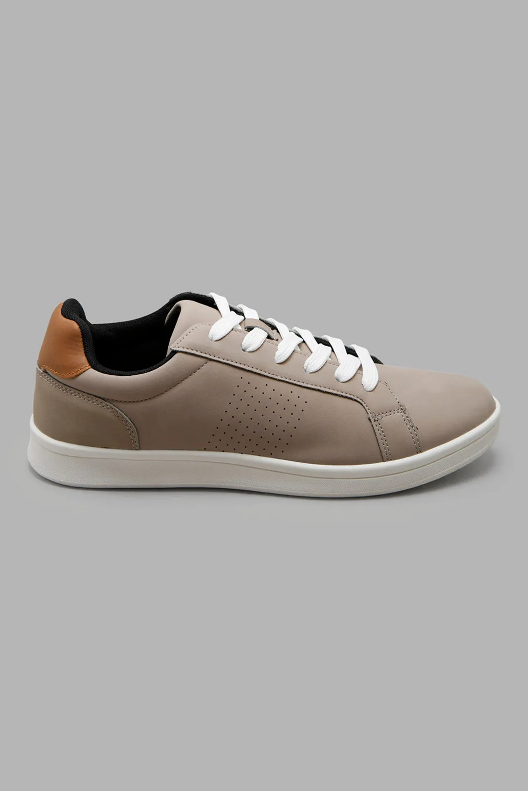 Men Beige Lace Up Sneaker