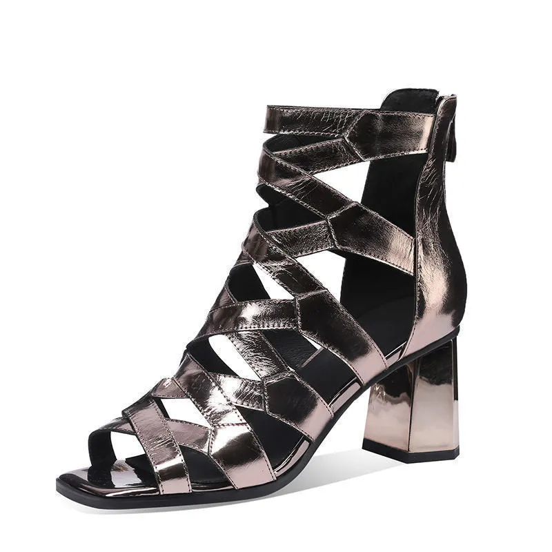 Metalic Gladiator Cage Heels