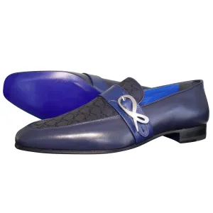 Midnight Marino Logo Monk Loafers With Silver Buckle