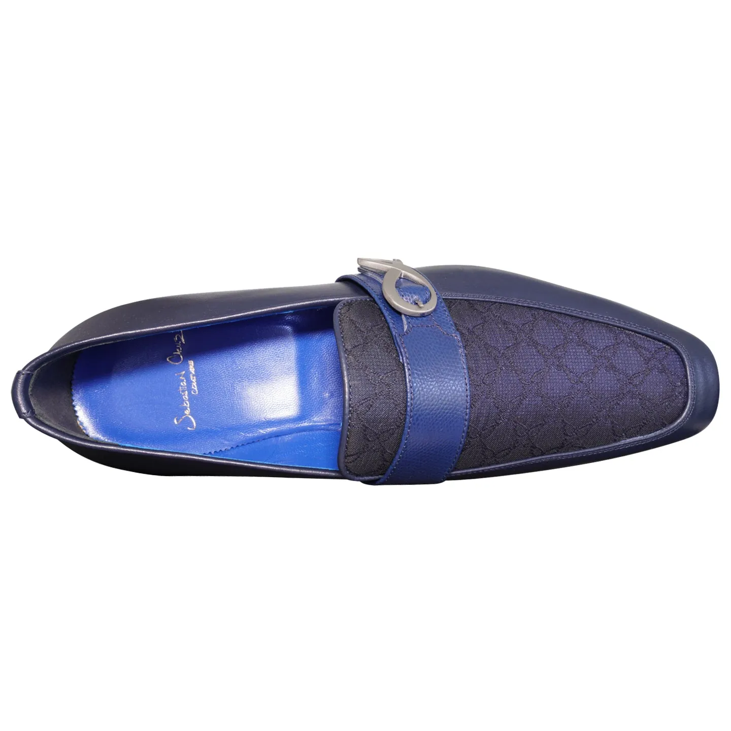 Midnight Marino Logo Monk Loafers With Silver Buckle